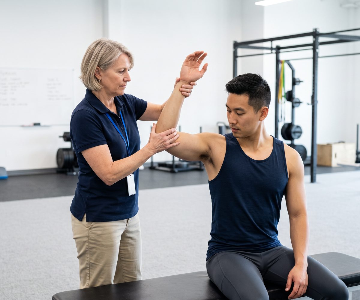 A first physical therapy evaluation in progress at Reach Physical Therapy and Performance in Tooele