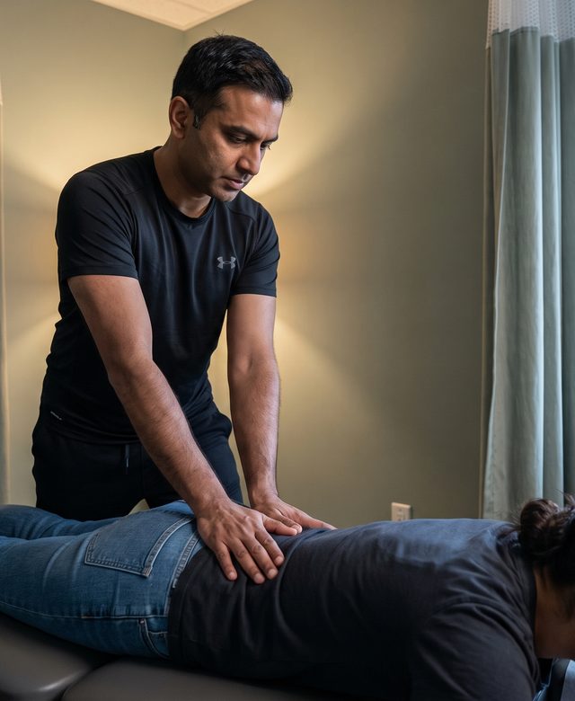 Hands-on manual therapy during a physical therapy session at Reach Physical Therapy and Performance