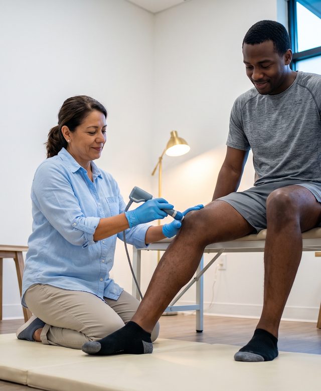 Radial shockwave session at Reach Physical Therapy and Performance